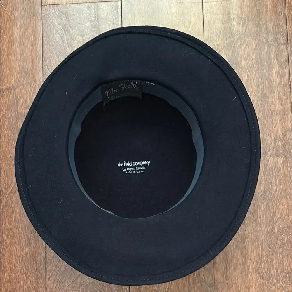 Vintage Dark Navy The Field Company Wool Hat with Grosgrain Band and Bow